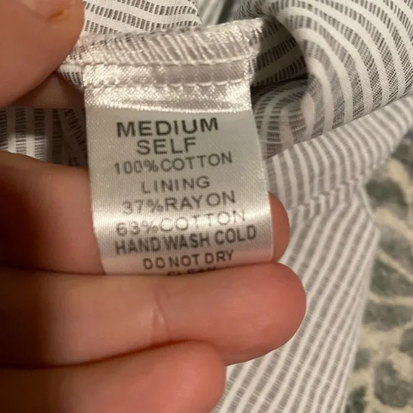 DAVI & DANI Blue & White Puff Sleeve Spliced Plaid Button-Front Top Size Medium - Picture 4 of 5